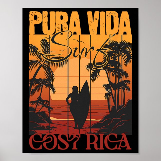 Pura Vide Costa Rica Surfen  Poster (Vorne)
