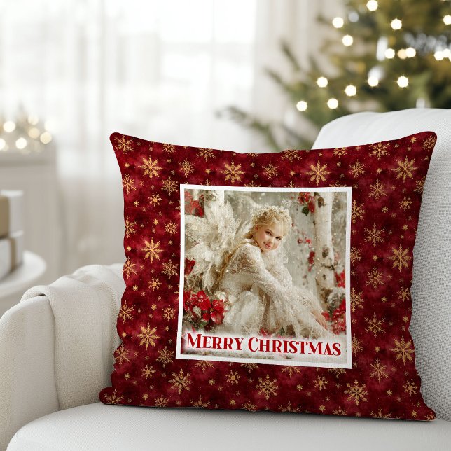 Pure Angelic Red Poinsettia Christmas Gift Pillow Kissen (Pure Angelic Poinsettia Christmas Gift Pillow)