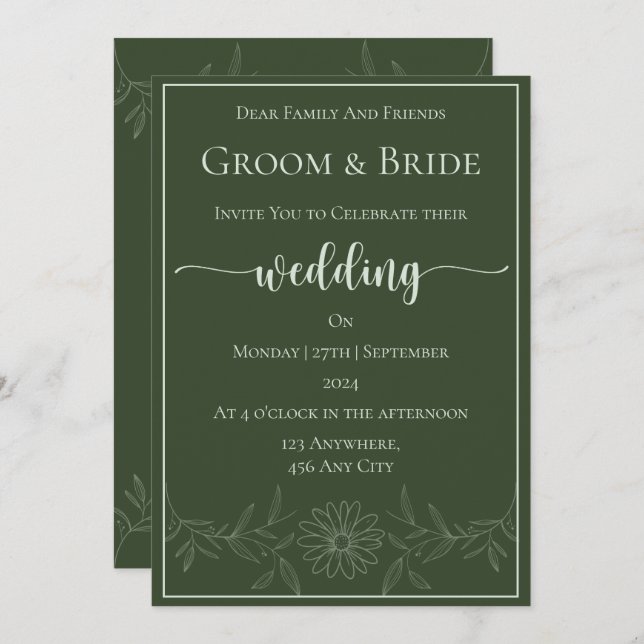 Pure Bliss: Daisy-Blume-Hochzeit Einladung (Vorne/Hinten)