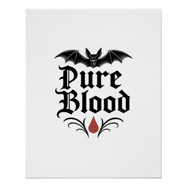 Pure Blood Gothic Bat Design | Dark Vampire Poster (Vorderseite)