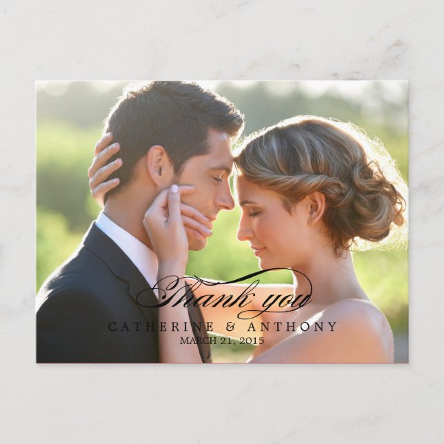 Pure Elegance Wedding Dankeschön Card - Black Postkarte (Vorderseite)