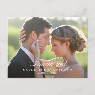 Pure Elegance Wedding Thank You Card - White Postkarte
