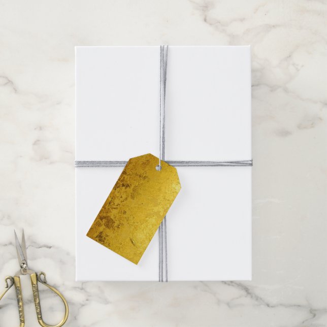PURE GOLD LEAF Muster + Ihr Text / Foto Geschenkanhänger (Mit Garn)