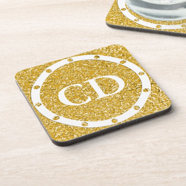 PURE GOLD Spritzer Pattern + Ihr Bild Getränkeuntersetzer (Linke Seite)