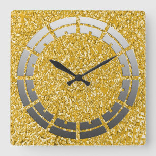 PURE GOLD Spritzer Pattern + Ihr Bild Quadratische Wanduhr