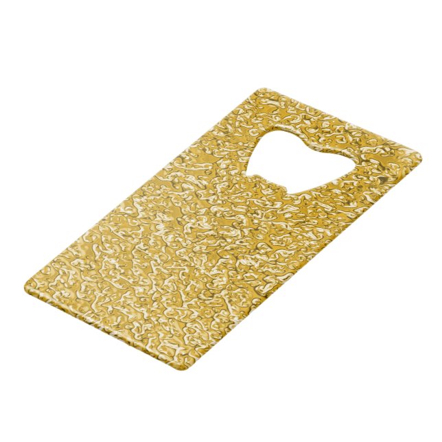 PURE GOLD Spritzer Pattern + Ihr Text / Foto Kreditkartenflaschenöffner (Vorderseite Schrägansicht)