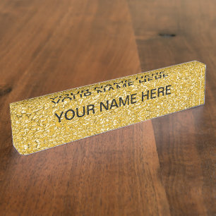 PURE GOLD Spritzer Pattern + Text Namensplakette
