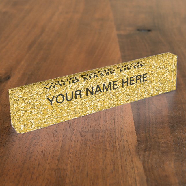 PURE GOLD Spritzer Pattern + Text Namensplakette (Seite)