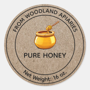 Pure Honig Pot Apiary Canning Jar Label Kraft Runder Aufkleber