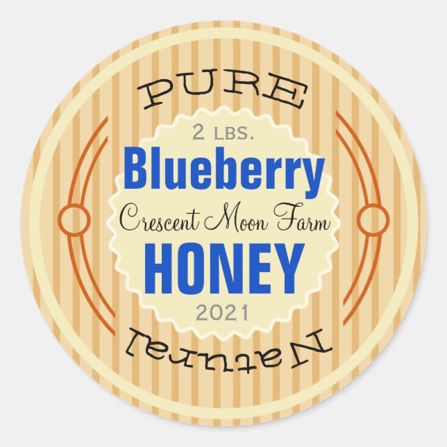 Pure Natural Blueberry Customized Honey Jar Runder Aufkleber (Vorderseite)