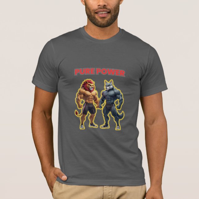 Pure Power – Strong Animal Muscle Cartoon Design T-Shirt (Vorderseite)
