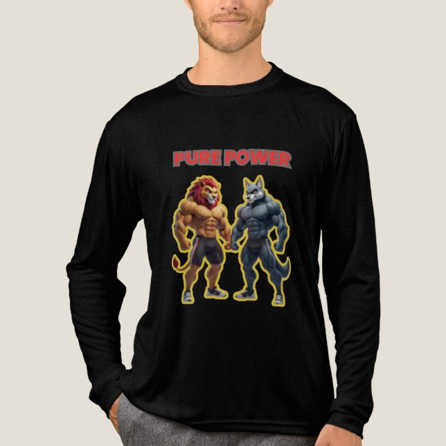 Pure Power – Strong Animal Muscle Cartoon Design Tri-Blend Shirt (Vorderseite)