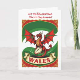 Pure Rugby Spirit Red Dragon Motif Karte