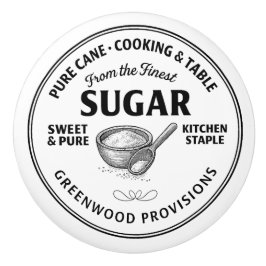 Pure Sugar Label Vintage Typography Ceramic Knob Keramikknauf