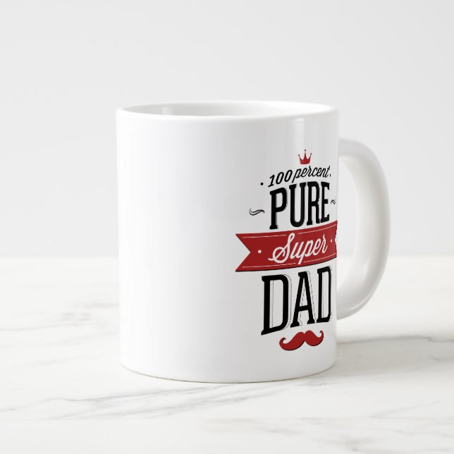 Pure Super Vater Mustache Rot und Schwarz Jumbo-Tasse (Vorderseite Rechts)