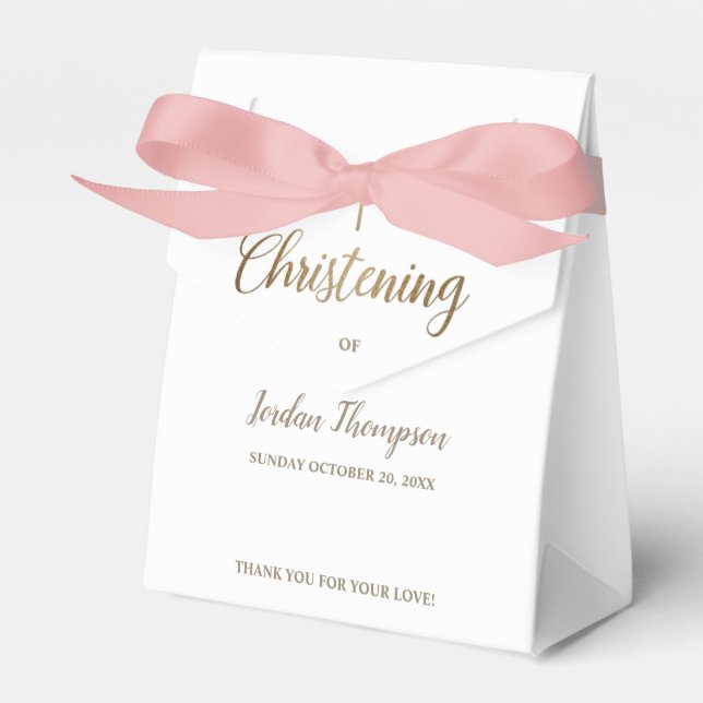 Pure weiße Christening gold Kreuz Danke Geschenkschachtel (Vorderseite)