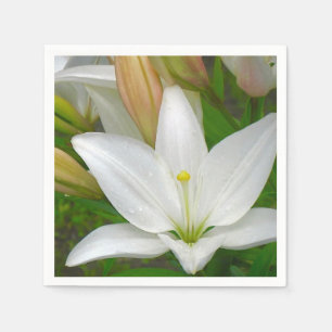 Pure White Lily Napkin Serviette