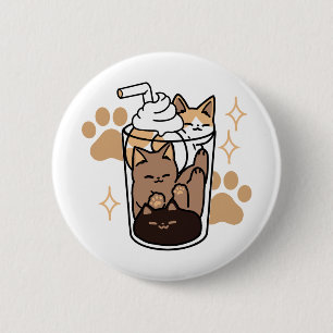 Purer Blend: Cat and Coffee Art for Pet Lovers Button