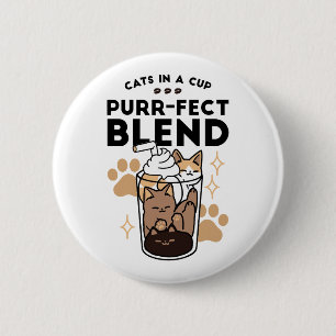 Purer Blend: Cat and Coffee Art for Pet Lovers Button