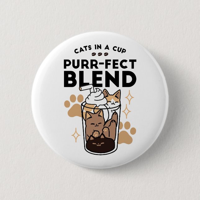 Purer Blend: Cat and Coffee Art for Pet Lovers Button (Vorderseite)