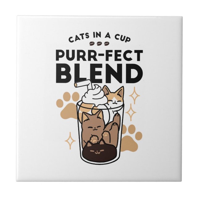 Purer Blend: Cat and Coffee Art for Pet Lovers Fliese (Vorderseite)