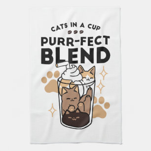 Purer Blend: Cat and Coffee Art for Pet Lovers Geschirrtuch