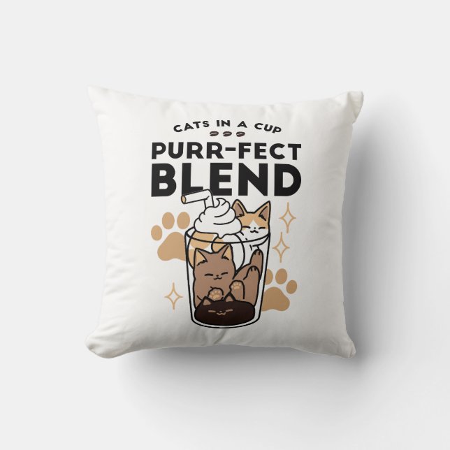 Purer Blend: Cat and Coffee Art for Pet Lovers Kissen (Vorderseite)