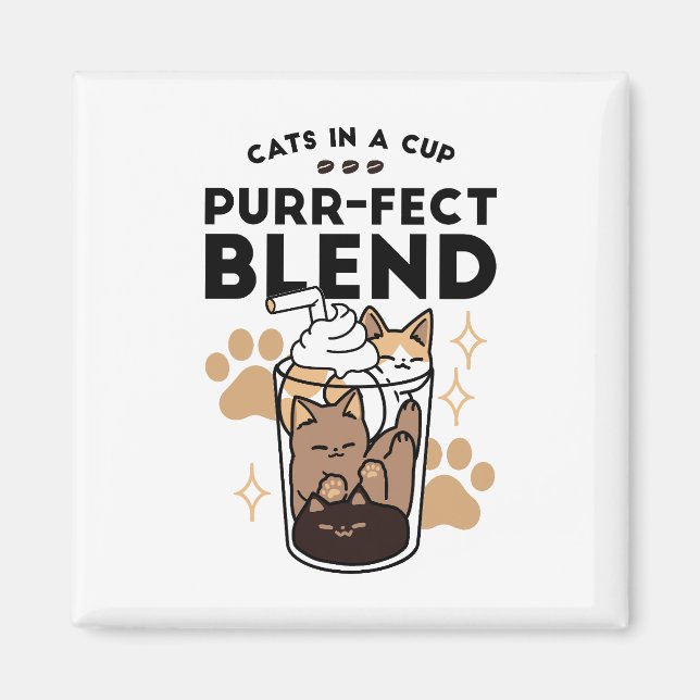 Purer Blend: Cat and Coffee Art for Pet Lovers Magnet (Vorne)