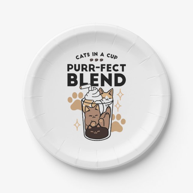 Purer Blend: Cat and Coffee Art for Pet Lovers Pappteller (Vorderseite)