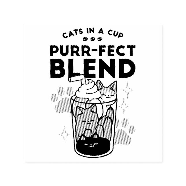 Purer Blend: Cat and Coffee Art for Pet Lovers Permastempel (Design)