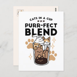 Purer Blend: Cat and Coffee Art for Pet Lovers Postkarte