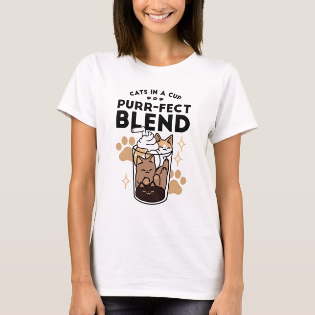 Purer Blend: Cat and Coffee Art for Pet Lovers T-Shirt (Vorderseite)
