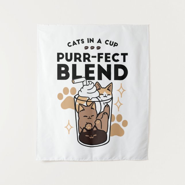Purer Blend: Cat and Coffee Art for Pet Lovers Wandteppich (Vorderseite)