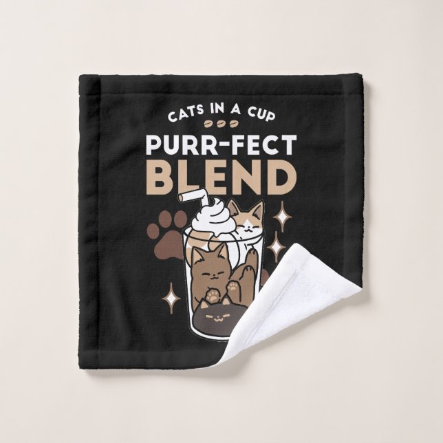 Purer-fect-Mischung: Kaffeedesign für Cat & Coffee Badhandtuch Set (Waschlappen)