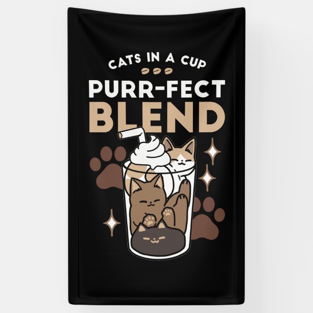 Purer-fect-Mischung: Kaffeedesign für Cat & Coffee Banner (Vertikal)