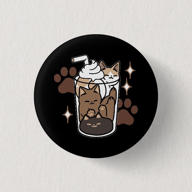 Purer-fect-Mischung: Kaffeedesign für Cat & Coffee Button (Vorderseite)