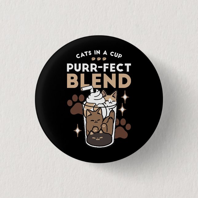 Purer-fect-Mischung: Kaffeedesign für Cat & Coffee Button (Vorderseite)