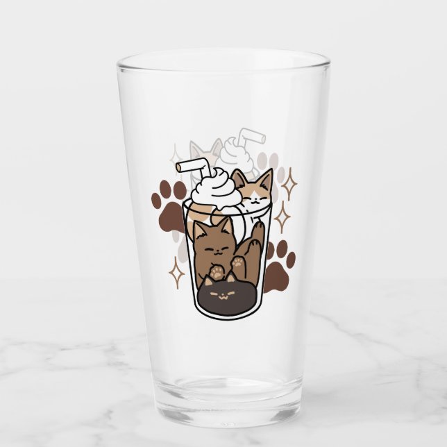 Purer-fect-Mischung: Kaffeedesign für Cat & Coffee Glas (Vorderseite)