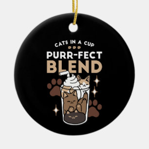 Purer-fect-Mischung: Kaffeedesign für Cat & Coffee Keramik Ornament
