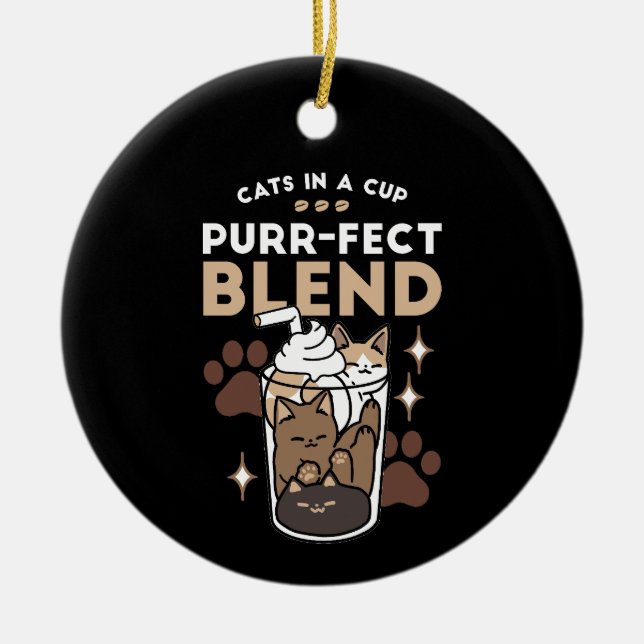 Purer-fect-Mischung: Kaffeedesign für Cat & Coffee Keramik Ornament (Vorne)