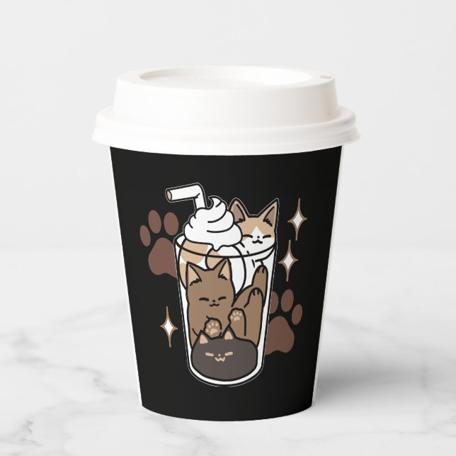 Purer-fect-Mischung: Kaffeedesign für Cat & Coffee Pappbecher (Vorderseite)