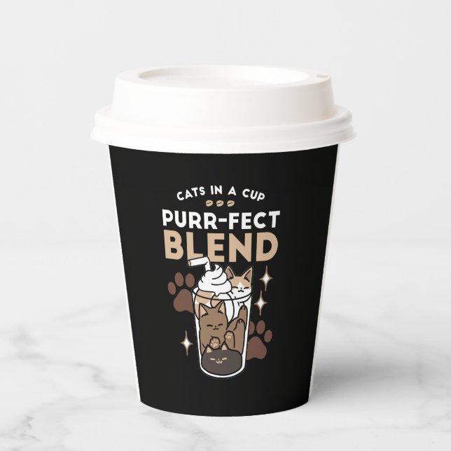 Purer-fect-Mischung: Kaffeedesign für Cat & Coffee Pappbecher (Vorderseite)