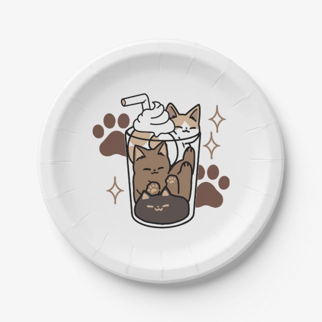 Purer-fect-Mischung: Kaffeedesign für Cat & Coffee Pappteller (Vorderseite)