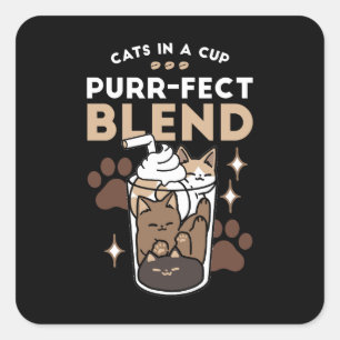 Purer-fect-Mischung: Kaffeedesign für Cat & Coffee Quadratischer Aufkleber