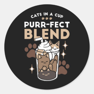 Purer-fect-Mischung: Kaffeedesign für Cat & Coffee Runder Aufkleber