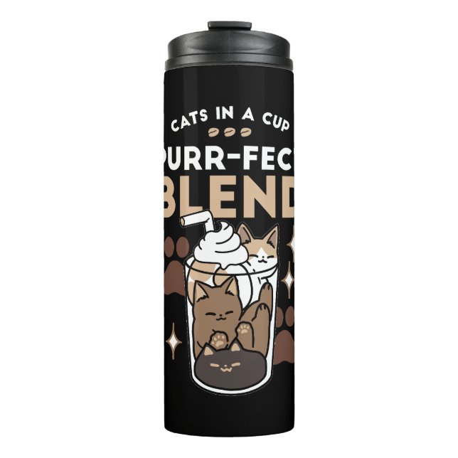 Purer-fect-Mischung: Kaffeedesign für Cat & Coffee Thermosbecher (Vorderseite)