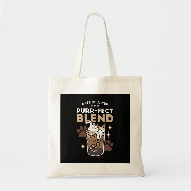 Purer-fect-Mischung: Kaffeedesign für Cat & Coffee Tragetasche (Vorne)