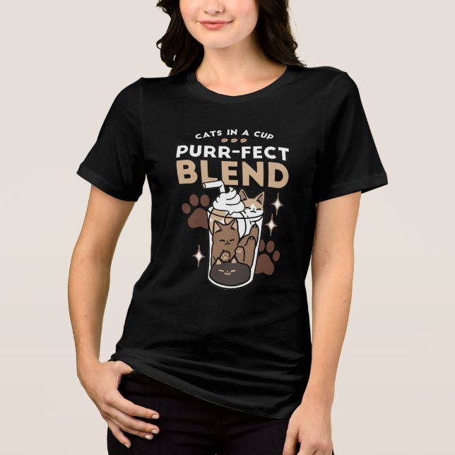 Purer-fect-Mischung: Kaffeedesign für Cat & Coffee Tri-Blend Shirt (Vorderseite)