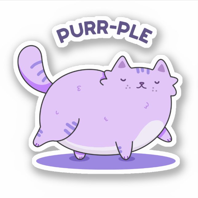 Purer Funny Fat Kitty Cat Pun Aufkleber (Vorderseite)