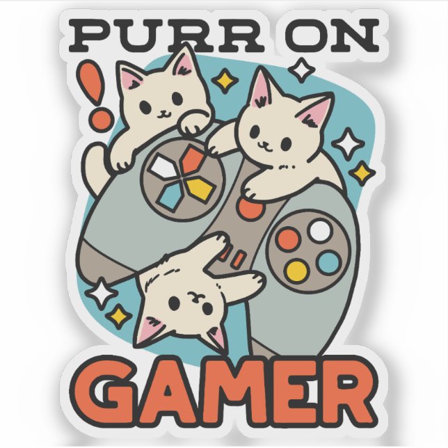 Purer On Gamer - Niedliches Cat Gaming Design Aufkleber (Vorderseite)